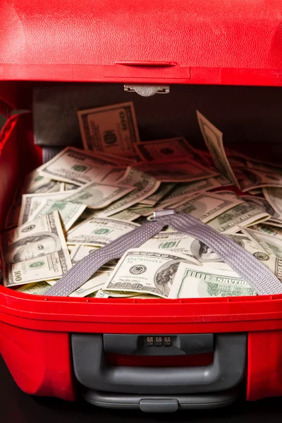 Suitcase with dollars — Stock Photo, Image